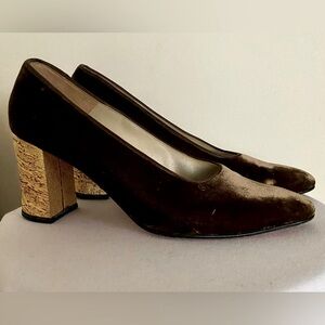 Christian Louboutin Brown Velvet Heels VINTAGE DESIGNER